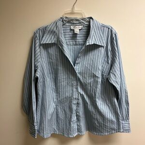 Dressbarn Light Blue Striped Blouse
